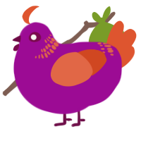 A plum and vermilion chicken with a neck-band pattern
