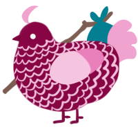 A maroon and pink chicken with a lace pattern