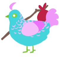 lotus, a aqua and lavender chicken with a half-lace pattern