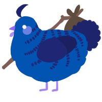 A ultramarine and navy chicken with a half-bar pattern