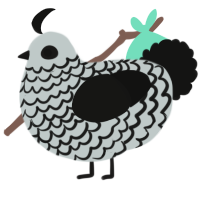 A silver and black chicken with a lace pattern