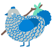 A silver and sapphire chicken with a lace pattern