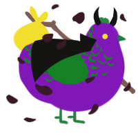 A violet and leaf chicken with a half-lace pattern