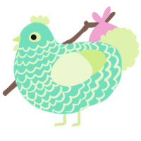 A mint and apple chicken with a lace pattern