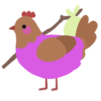 A orchid and brown chicken with a head pattern