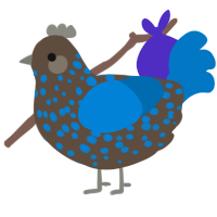 A bark and sapphire chicken with a speckle pattern