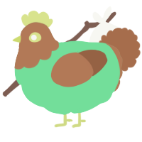 A spring and brown chicken with a head pattern