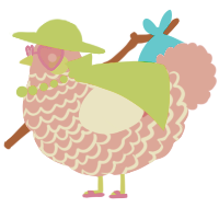 A rose chicken with a lace pattern
