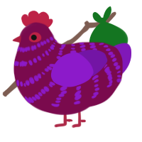 A wine and violet chicken with a bar pattern