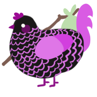 A sable and orchid chicken with a lace pattern
