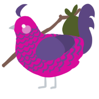 Vino, a fuchsia and overcast chicken with a lace pattern