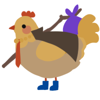 A beige and honey chicken with a head pattern