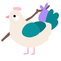 A cream and teal chicken
