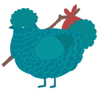 A sea and teal chicken with a lace pattern
