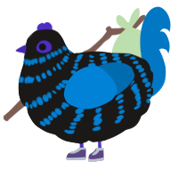 A sable and sapphire chicken with a bar pattern