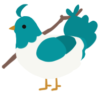 A white and teal chicken with a head pattern