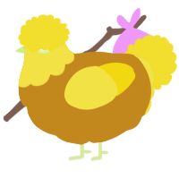 A ochre and yellow chicken with a head pattern