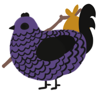 A overcast and black chicken with a lace pattern