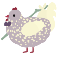 A olive and black chicken with a speckle pattern