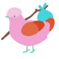 A pink and vermilion chicken