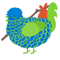 A sapphire and grass chicken with a lace pattern