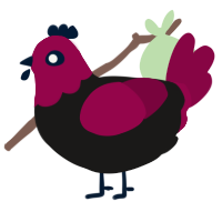 A sable and maroon chicken with a head pattern