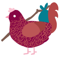 A maroon and red chicken with a double-lace pattern
