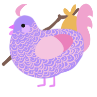 A lilac and pink chicken with a double-lace pattern