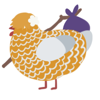 A orange and mist chicken with a lace pattern
