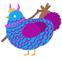 A sky and plum chicken with a lace pattern