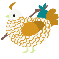 A white and ochre chicken with a lace pattern