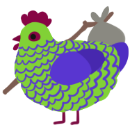 A grass and indigo chicken with a lace pattern
