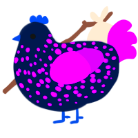 Andromeda, a tumblr and amethyst chicken with a speckle pattern