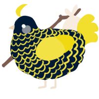 A tumblr and yellow chicken with a lace pattern