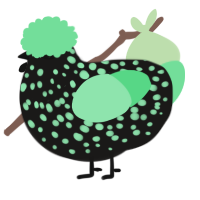 A sable and spring chicken with a speckle pattern