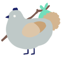 A silver and beige chicken