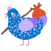 A sapphire and lilac chicken with a speckle pattern