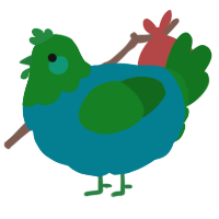 A sea and leaf chicken with a head pattern