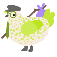 A cream and lime chicken with a speckle pattern