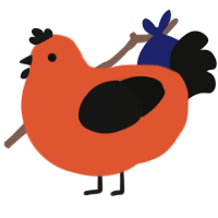 A vermilion and black chicken