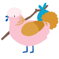 A rose and orange chicken with a neck-band pattern