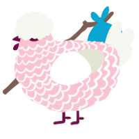 A rose and white chicken with a lace pattern
