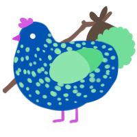 A ultramarine and spring chicken with a speckle pattern