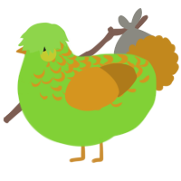 A grass and ochre chicken with a half-lace pattern