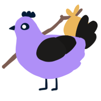 Licorice, a lilac and sable chicken