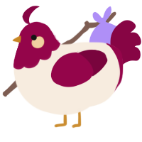 A cream and maroon chicken with a head pattern