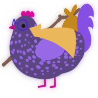 A overcast and blurple chicken with a speckle pattern