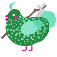 A viridian and mint chicken with a speckle pattern