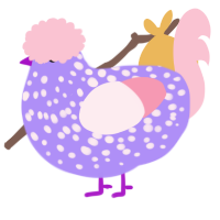 A lilac and rose chicken with a speckle pattern