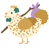 A cream and gold chicken with a speckle pattern